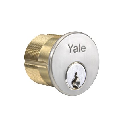 YALE COMMERCIAL 1-1/8" 6 Pin Mortise Cylinder with GB Keyway US26D (626) Satin Chrome Finish 2153GB626